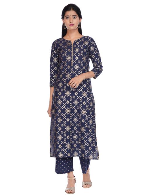 navy blue kurta pant set - 17998102 - Very Small Image - 1