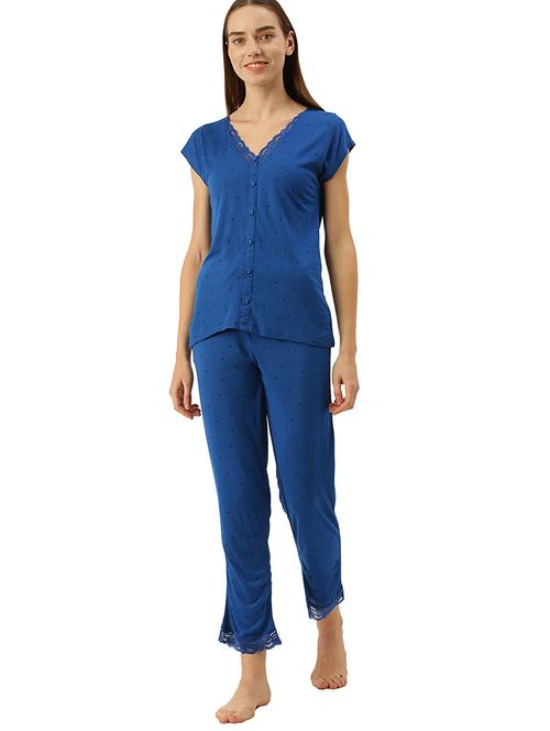 v-neck solid nightwear pajama set - 17998374 - Very Small Image - 1