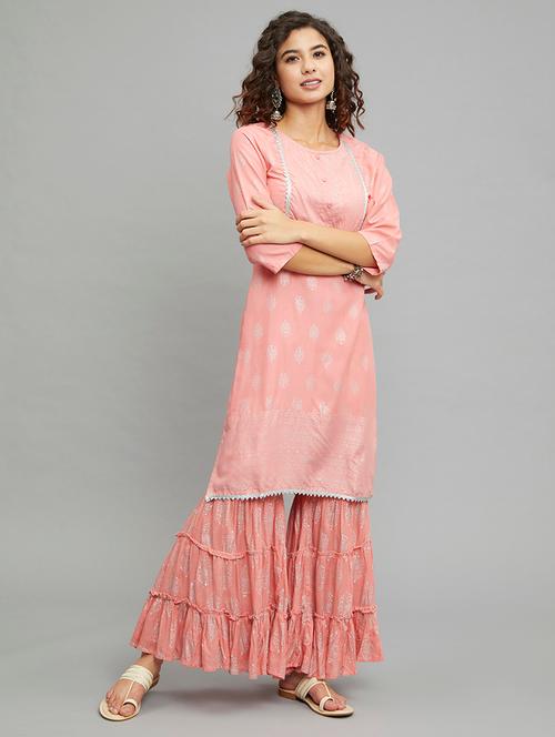 printed kurta sharara set - 17998495 - Very Small Image - 1