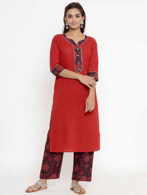 solid kurta palazzo set - 17998504 - Very Small Image - 1