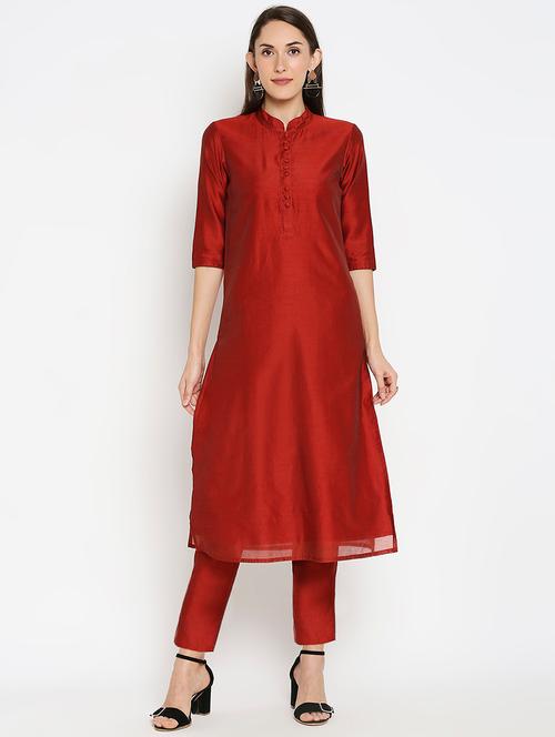 solid kurta pant set - 17998654 - Very Small Image - 1