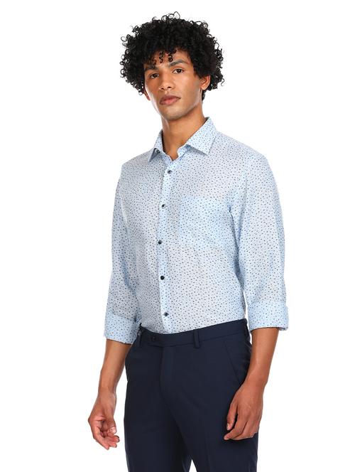 mens micro print formal shirt - 17998828 - Very Small Image - 1