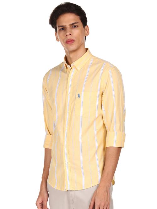 yellow striped casual shirt - 17998978 - Very Small Image - 1