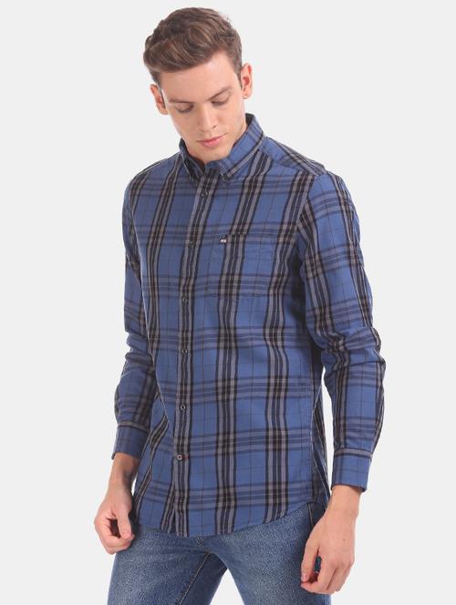 blue checkered casual shirt - 17999210 - Very Small Image - 1