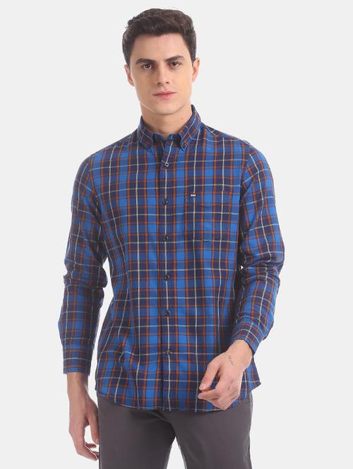 blue checkered casual shirt - 17999219 - Very Small Image - 1