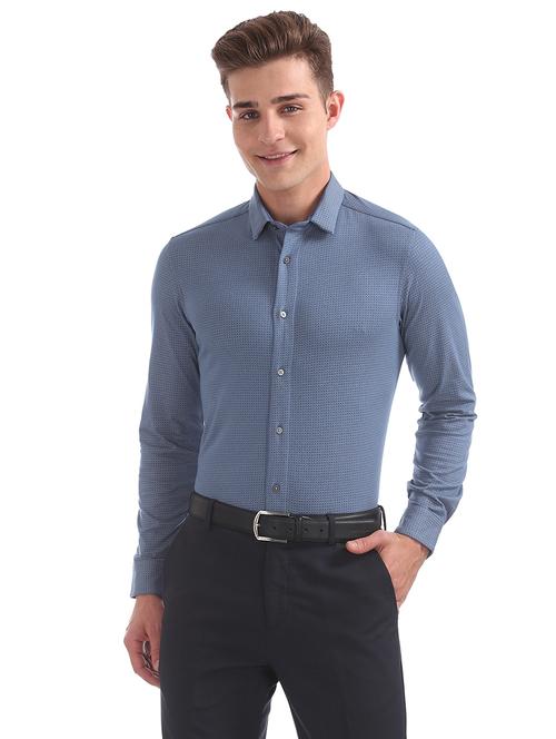blue printed formal shirt - 17999473 - Very Small Image - 1