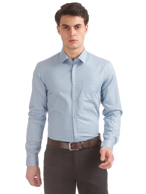 blue printed formal shirt - 17999475 - Very Small Image - 1