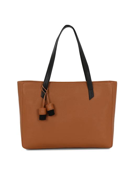 tan leatherette (pu) regular tote bag - 17999725 - Very Small Image - 1