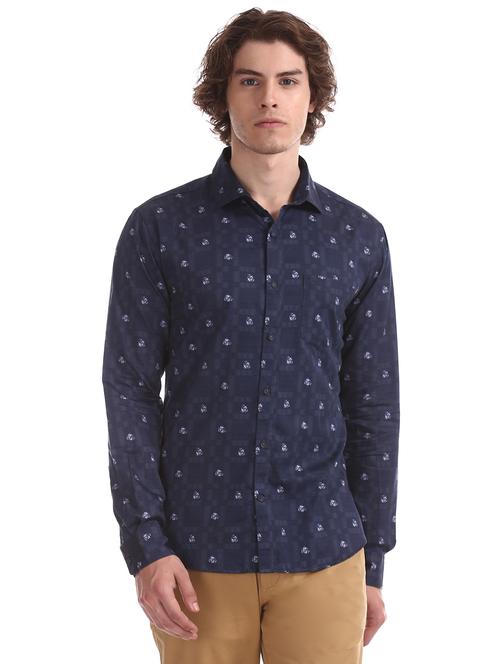 navy blue printed casual shirt - 17999800 - Very Small Image - 1