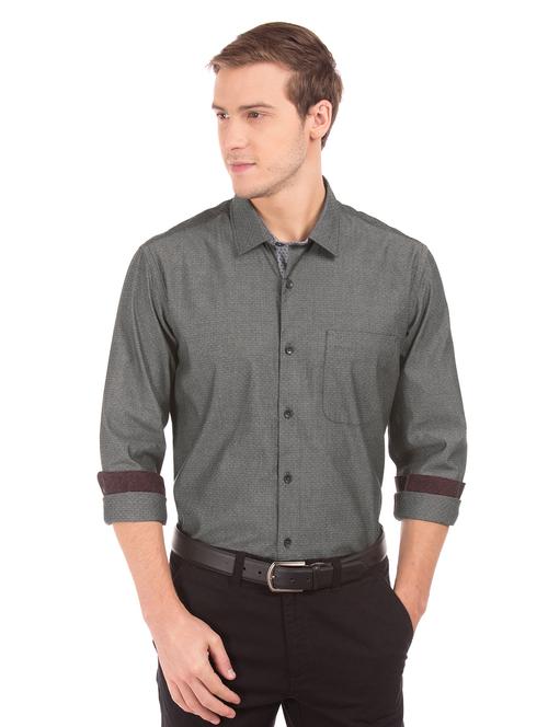 grey self design casual shirt - 17999817 - Very Small Image - 1
