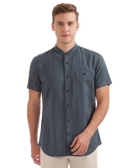 navy blue printed casual shirt - 17999826 - Very Small Image - 1
