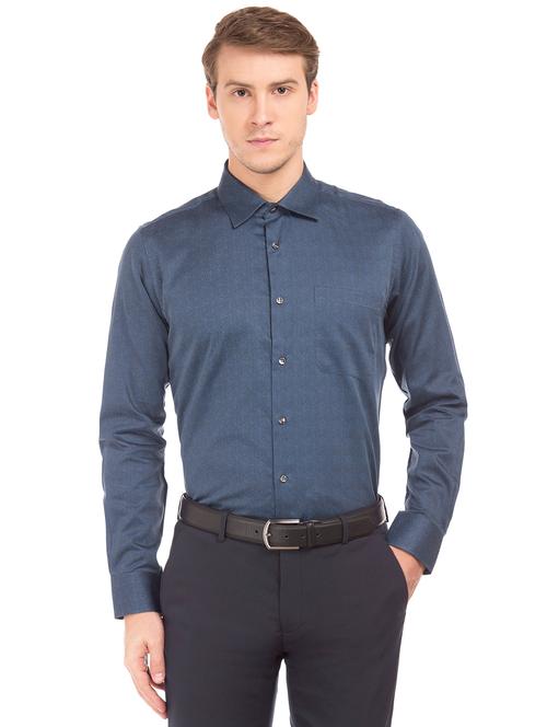 navy blue printed casual shirt - 17999834 - Very Small Image - 1
