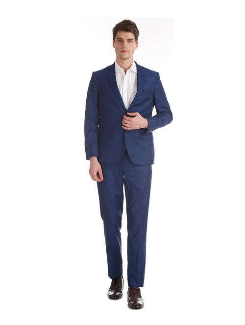 dark blue self design single breasted suit - 17999928 - Very Small Image - 1