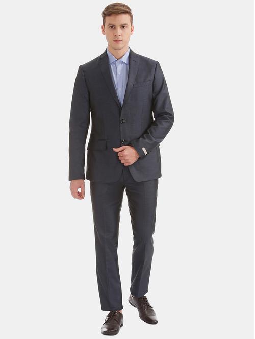 grey solid single breasted suit - 17999940 - Very Small Image - 1
