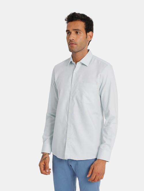 light blue self design casual shirt - 17999959 - Very Small Image - 1