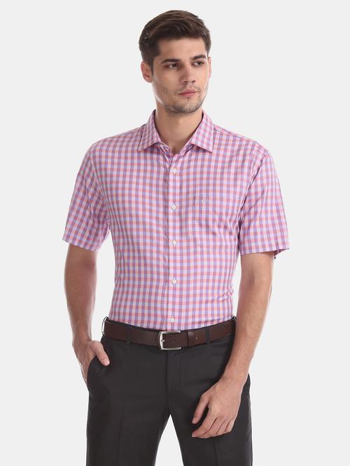 purple checkered formal shirt - 17999980 - Very Small Image - 1