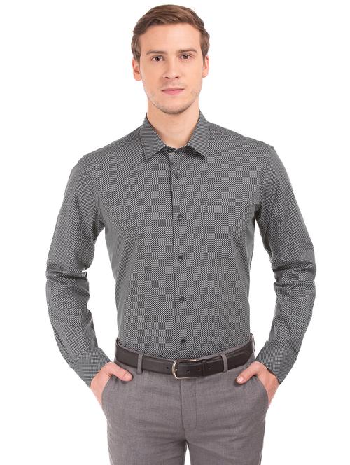 grey printed formal shirt - 17999989 - Very Small Image - 1