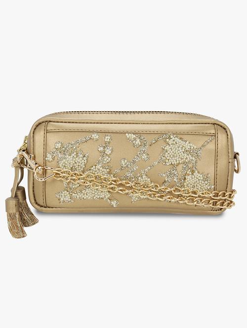 gold leatherette (pu) sling bag - 18000076 - Very Small Image - 1