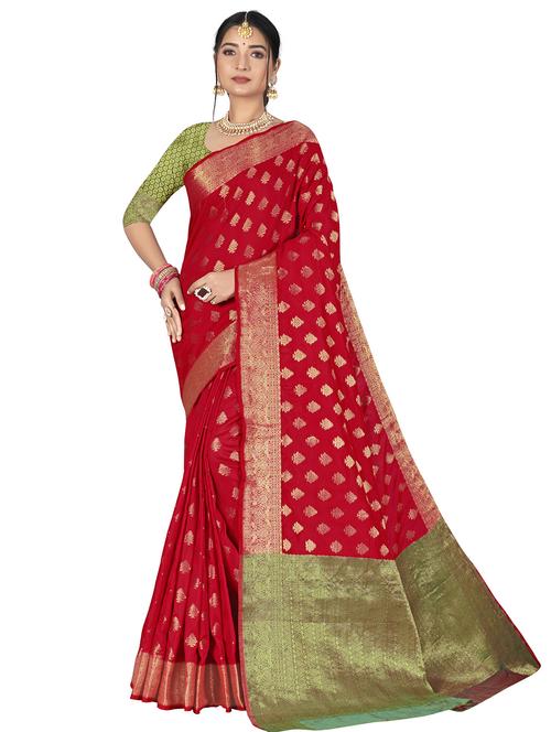 ethnic motifs woven saree with blouse - 18000210 - Very Small Image - 1