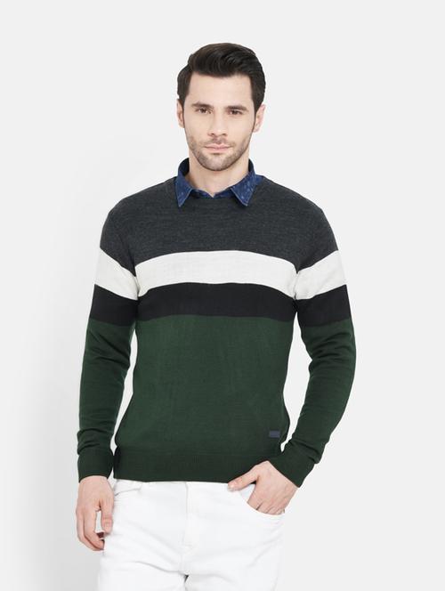 green color block pullover - 18000603 - Very Small Image - 1
