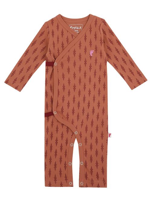 kids brown printed onesies - 18000644 - Very Small Image - 1