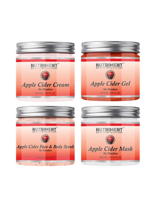 nutriment apple cider vinegar scrub, gel, cream - 250gram each & apple cider vinegar mask 300gram, pack of 4 - 18000745 - Very Small Image - 1