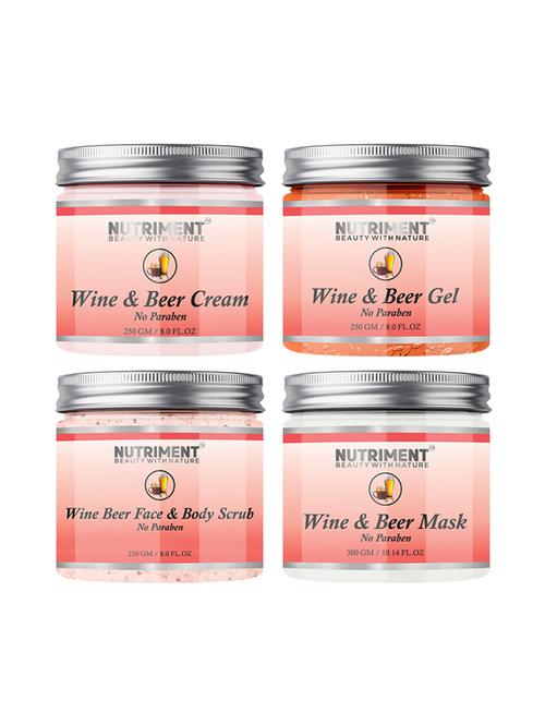 nutriment wine and beer scrub, gel, cream - 250gram each & wine and beer mask - 300gram, pack of 4 - 18000755 - Very Small Image - 1