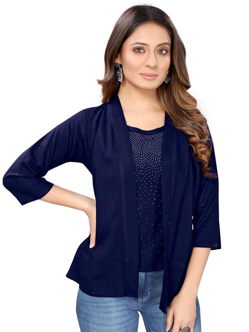navy blue diamond work top women - 18000862 - Very Small Image - 1