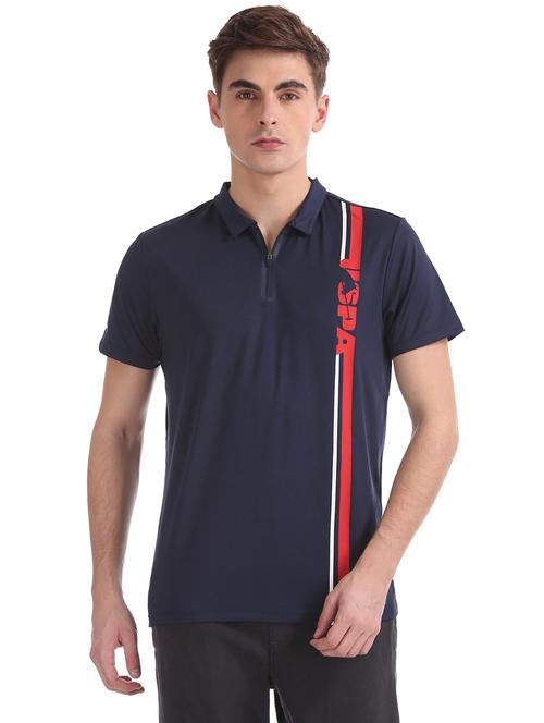 navy blue printed polo t-shirt - 18001082 - Very Small Image - 1