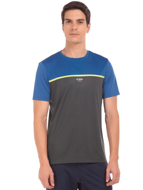 grey color block cut & sew t-shirt - 18001215 - Very Small Image - 1