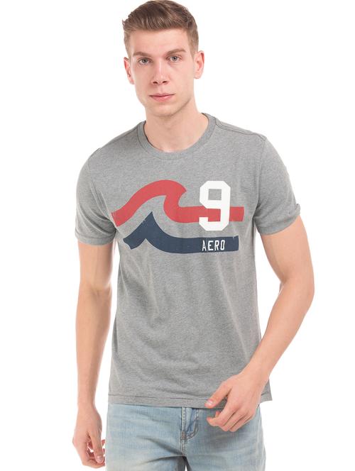 grey chest print t-shirt - 18001789 - Very Small Image - 1