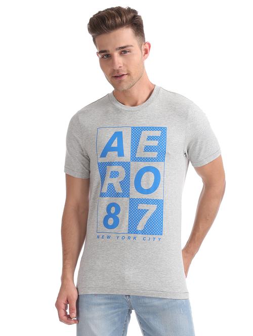 grey front print t-shirt - 18001831 - Very Small Image - 1