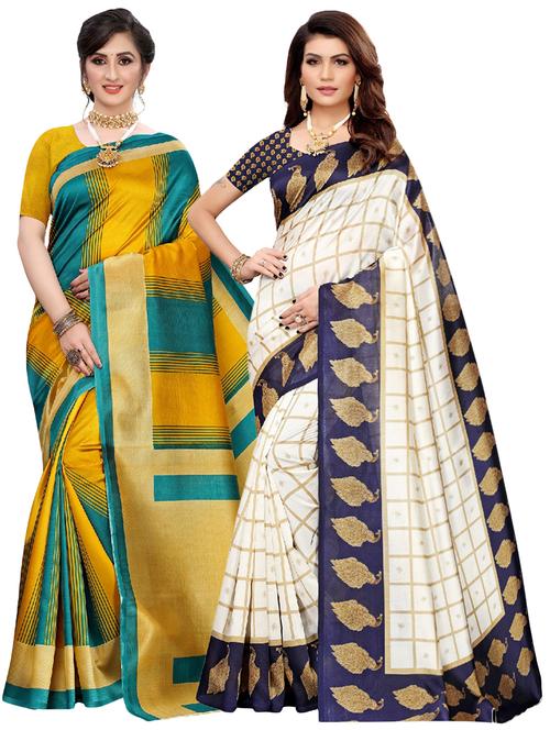 set of 2pcs combos saree with blouse - 18002289 - Very Small Image - 1