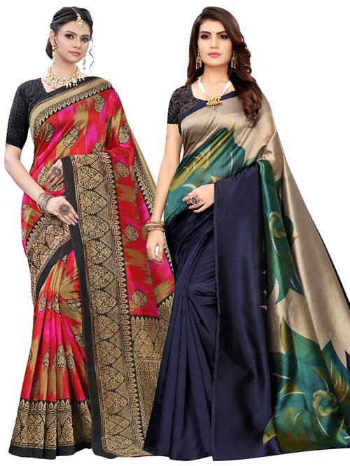 set of 2pcs combos saree with blouse - 18002299 - Very Small Image - 1
