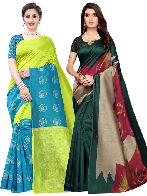 set of 2pcs combos saree with blouse - 18002302 - Very Small Image - 1