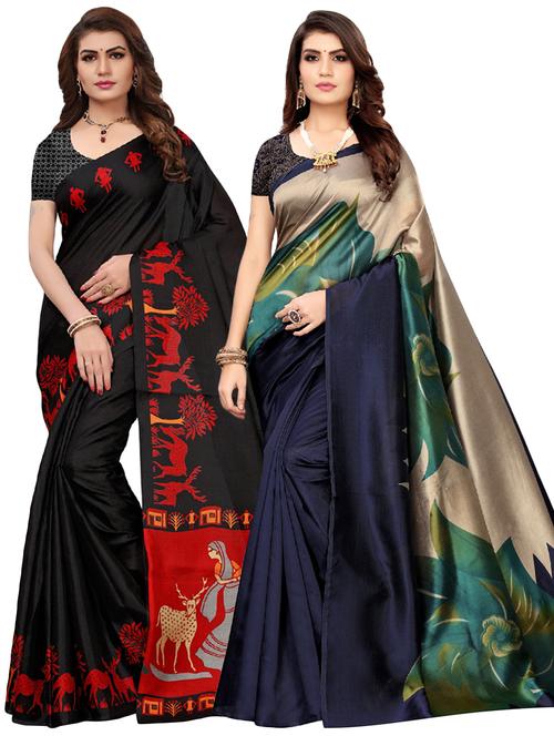 set of 2pcs combos saree with blouse - 18002311 - Very Small Image - 1