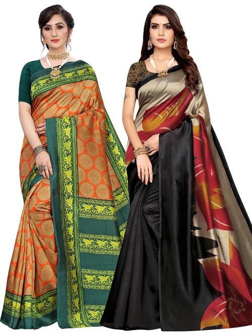set of 2pcs combos saree with blouse - 18002317 - Very Small Image - 1