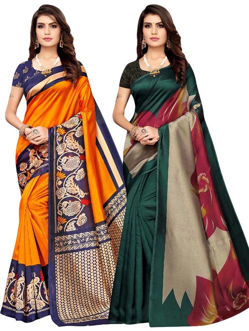 set of 2pcs combos saree with blouse - 18002340 - Very Small Image - 1