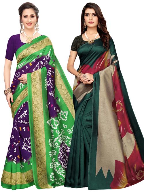 set of 2pcs combos saree with blouse - 18002345 - Very Small Image - 1