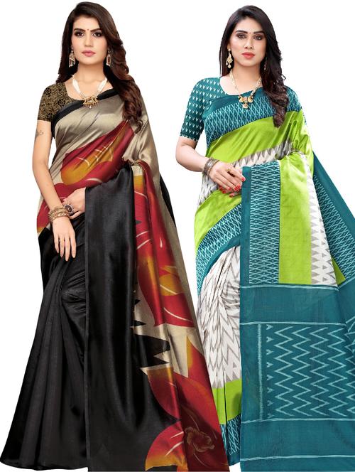 set of 2pcs combos saree with blouse - 18002368 - Very Small Image - 1