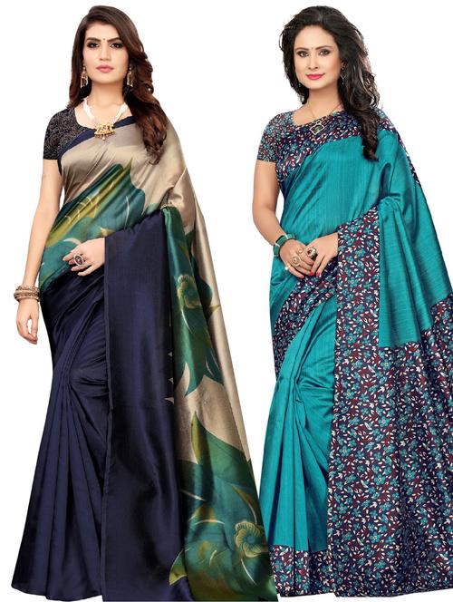 set of 2pcs combos saree with blouse - 18002372 - Very Small Image - 1