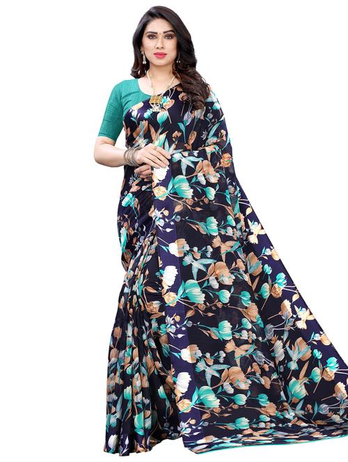floral printed saree with blouse - 18002526 - Very Small Image - 1