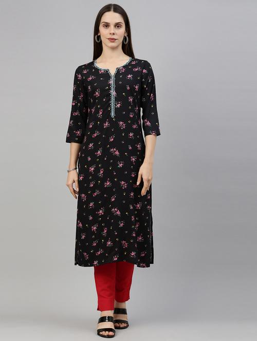 floral straight kurta - 18002836 - Very Small Image - 1