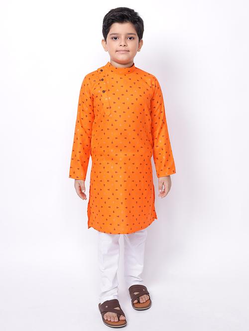 orange printed kurta - 18002906 - Very Small Image - 1