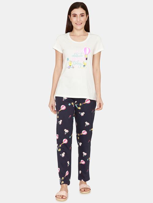 round neck printed nightwear pajama set - 18003096 - Very Small Image - 1