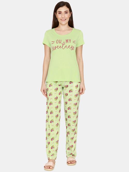round neck printed nightwear pajama set - 18003105 - Very Small Image - 1