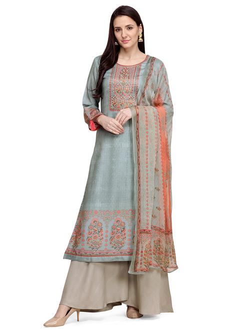 embroidered unstitched suit set - 18003247 - Very Small Image - 1