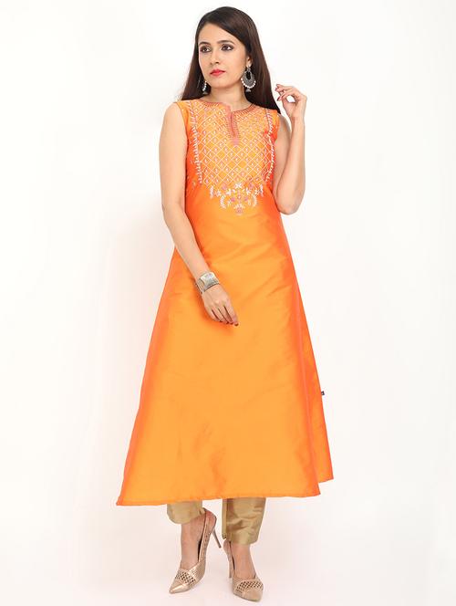 embroidered a-line kurta - 18003398 - Very Small Image - 1