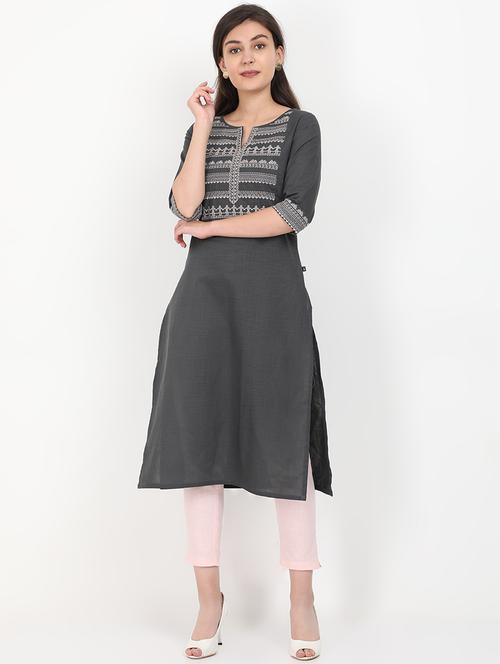 embroidered straight kurta - 18003492 - Very Small Image - 1