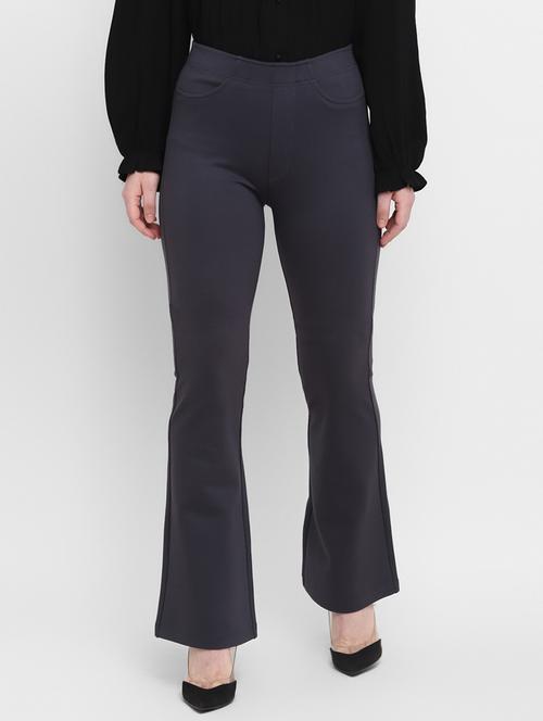 high rise solid flat front trouser - 18003576 - Very Small Image - 1